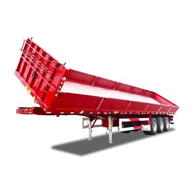 Tri-assige dubbele zijdelingse dump tipper Semi-trailer 600mm Wallboard Hoogte 12R22.5 band