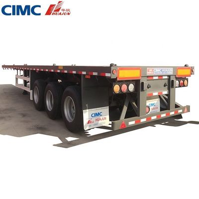 50 ton vrachtwagen aanhangwagen 3 as 40ft CIMC HUAJUN platte half-aanhangwagen
