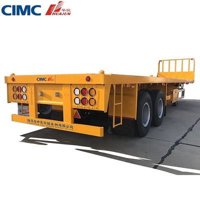 50 ton vrachtwagen aanhangwagen 3 as 40ft CIMC HUAJUN platte half-aanhangwagen