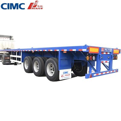 50 ton vrachtwagen aanhangwagen 3 as 40ft CIMC HUAJUN platte half-aanhangwagen