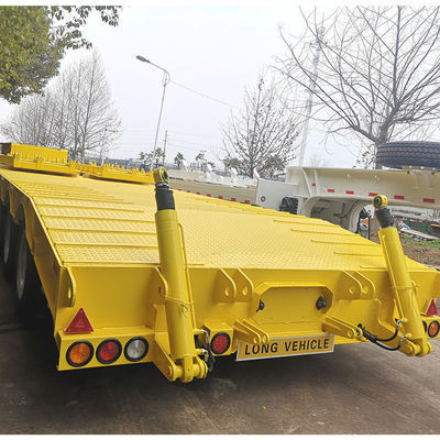 CIMC HUAJUN 3 Achsel laagbed Semi-trailer Truck Trailer Equipment Transport Hydraulisch tillen laagjongentrailer Fuwa As Heavy Duty