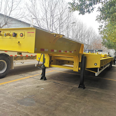 CIMC HUAJUN 3 Achsel laagbed Semi-trailer Truck Trailer Equipment Transport Hydraulisch tillen laagjongentrailer Fuwa As Heavy Duty