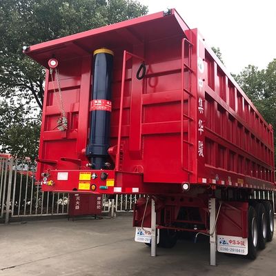 Truck Trailer 50 ton Hydraulisch achterste kantelend dumper Semi-trailer voor het vervoer van koolstofstofstof