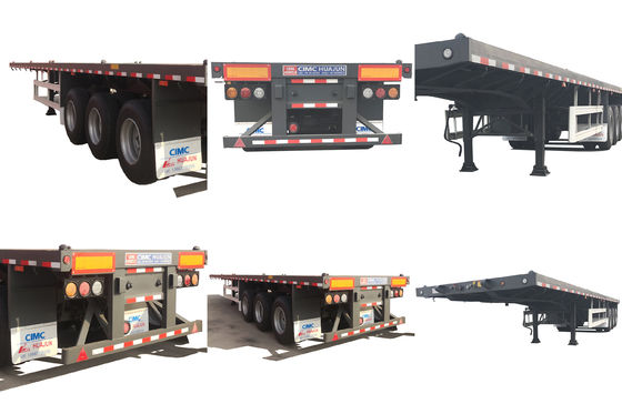 CIMC HUAJUN 3 as 40ft flatbed container half-trailer met 12 twist locks en 12380*2500 grootte