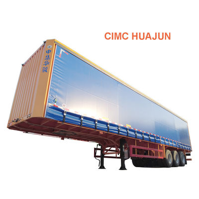 Groen transport Utility Dry Van Truck Trailer met kooi CIMC HUAJUN Klanten optioneel