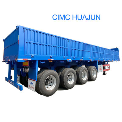 Hot 4 axles platbed semi-trailer met 1000 mm zijkant maximale lading van 60T 12.00R20 band