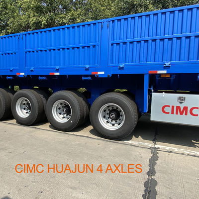 Hot 4 axles platbed semi-trailer met 1000 mm zijkant maximale lading van 60T 12.00R20 band