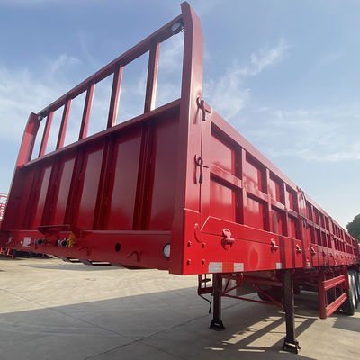 60T maximale lading 3 assen platte half-aanhangwagen met zijdeur en zijdewand vracht hek