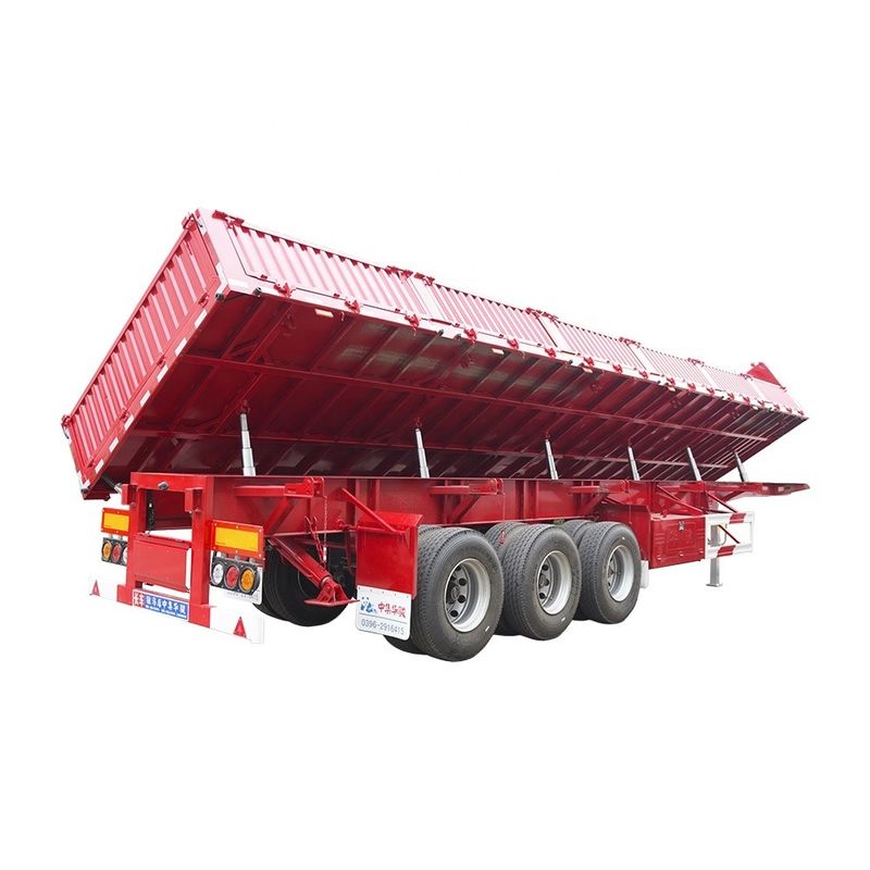 Tri-assige dubbele zijdelingse dump tipper Semi-trailer 600mm Wallboard Hoogte 12R22.5 band