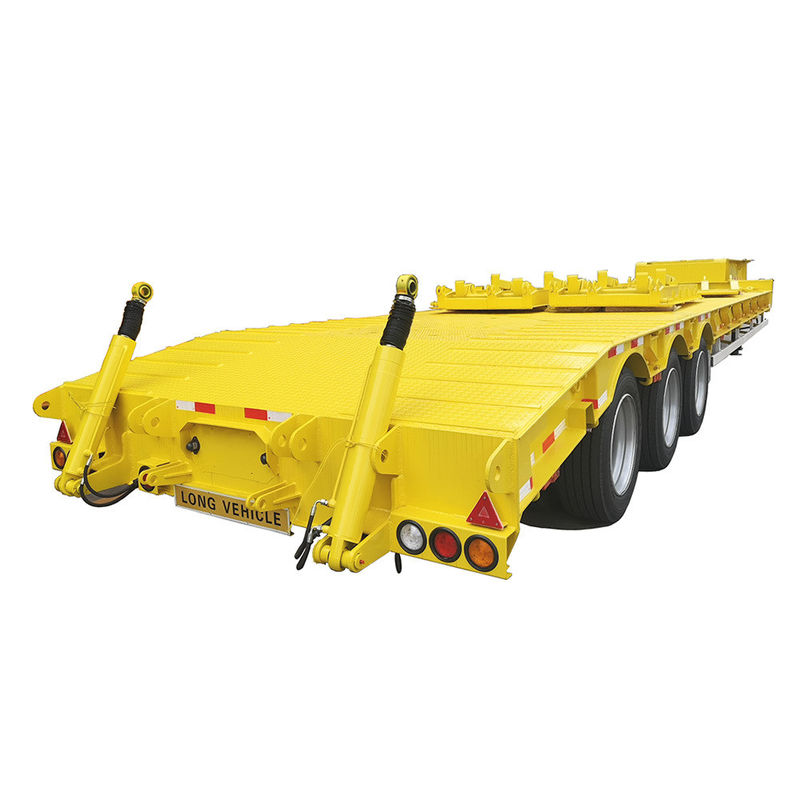 CIMC HUAJUN 3-assige zware lage-bed half-trailer met hydraulische oprit Maximale nuttige lading 70TON