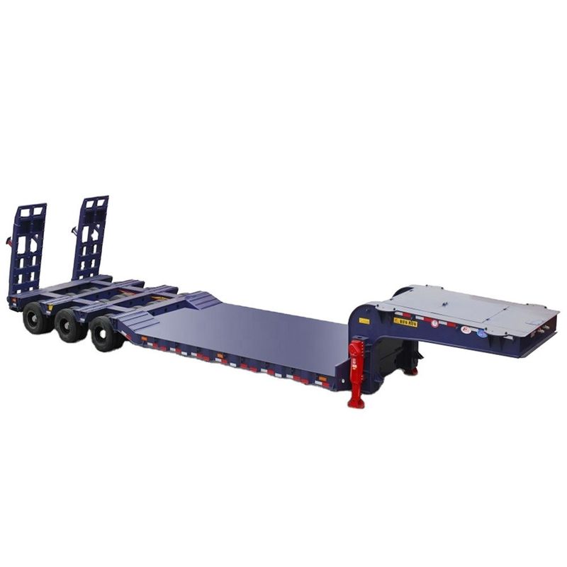 Warm Cimc Huajun 3-assige laadmachine met laag bed Semi Drop Deck trailer voor staalconstructie