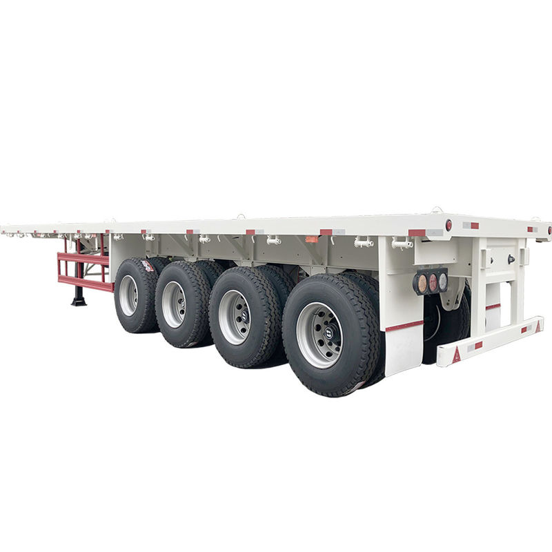 60 ton maximale laadkracht platgelegen half-aanhangwagen vrachtwagen aanhangwagens 4 assen met dubbellijnsremstelsel