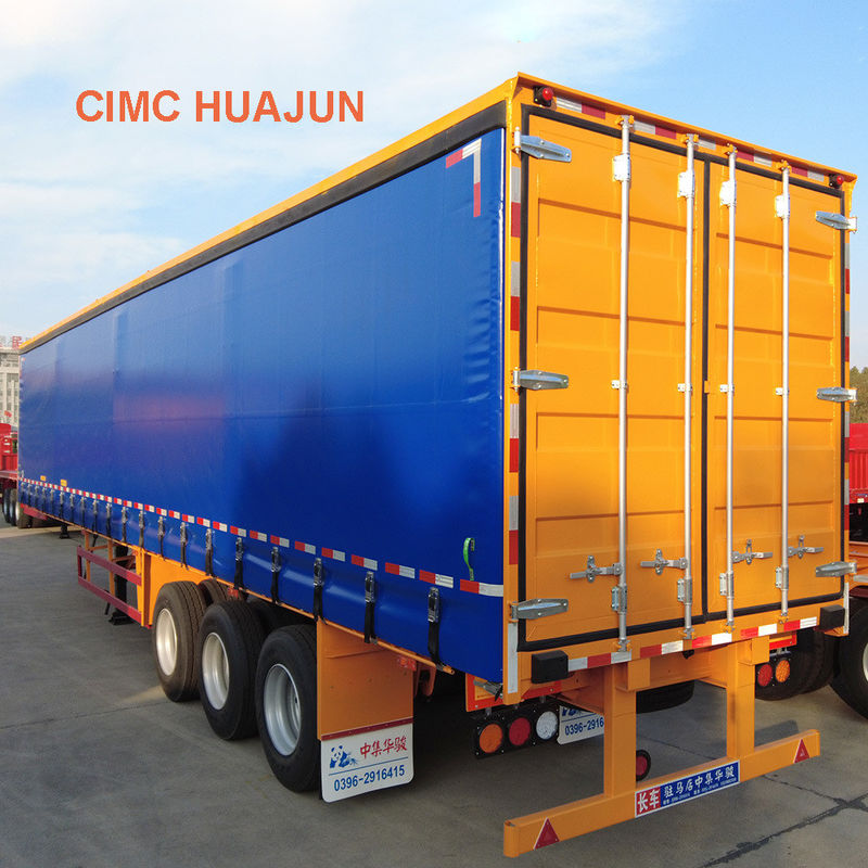 Groen transport Utility Dry Van Truck Trailer met kooi CIMC HUAJUN Klanten optioneel