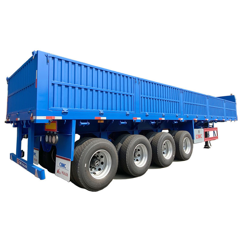 Hot 4 axles platbed semi-trailer met 1000 mm zijkant maximale lading van 60T 12.00R20 band