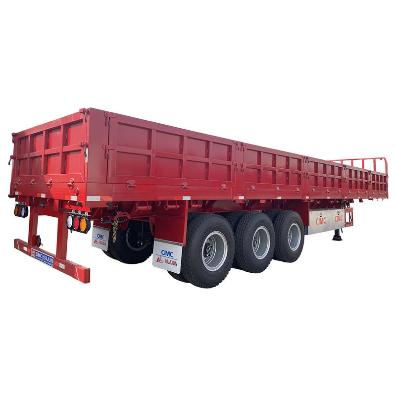 60T maximale lading 3 assen platte half-aanhangwagen met zijdeur en zijdewand vracht hek
